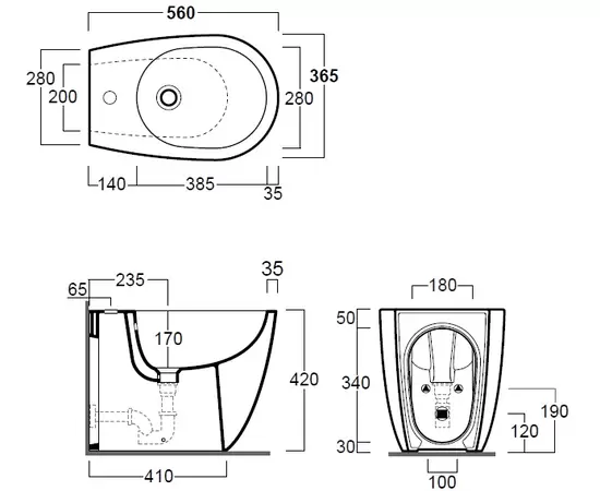 Simas Vignoni 56x36,5cm Bidet stojący