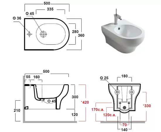 Olympia Ceramica Clear 50x36cm Bidet podwieszany biały