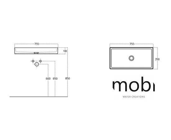 Mobi MONZA umywalka ceramiczna nablatowa 75,5x35cm MOM3075