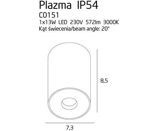 MAXLIGHT Plazma C0151 plafon czarny IP54