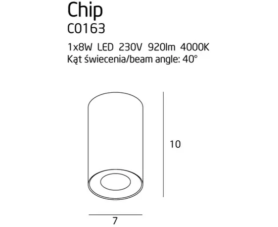 MAXLIGHT Chip C0163 plafon czarny 920LM