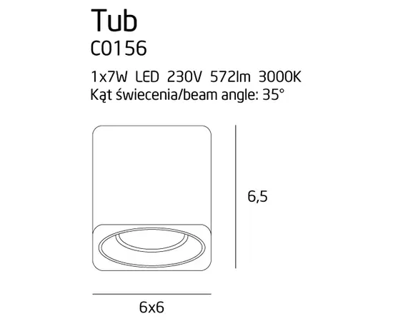 MAXLIGHT Tub C0156 plafon kwadratowy biały
