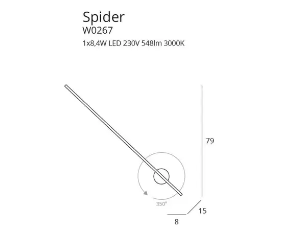 SPIDER W0267 KINKIET CZARNY IP44
