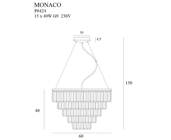 Maxlight Monaco P0424 Lampa Wisząca Złota