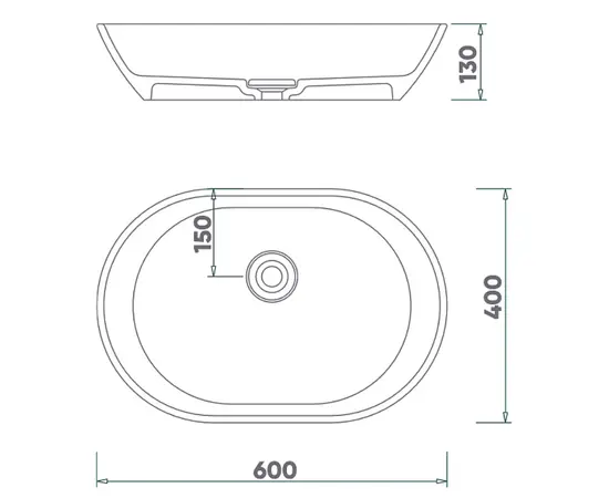 Fjordd salma umywalka nablatowa 60x40cm biała połysk