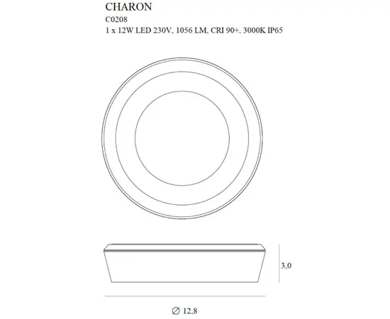 Maxlight Charon C0208 Lampa Sufitowa Czarna IP65