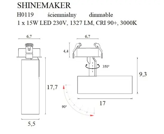 MAXLIGHT Shinemaker H0119 lampa wpuszczana biała ściemnialna DARMOWA WYSYŁKA W 24h
