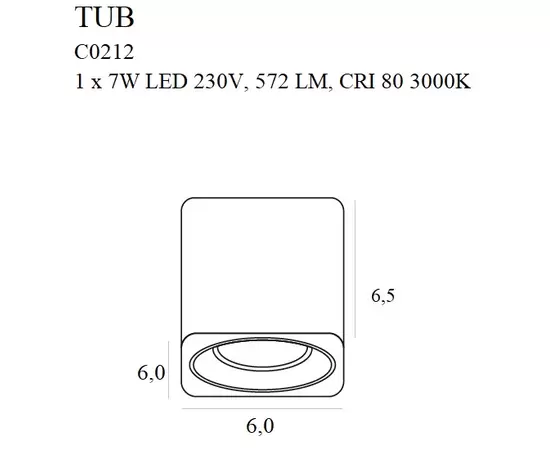 MAXLIGHT Tub C0212 lampa sufitowa kwadratowa czarna + pierścień ozdobny złoty DARMOWA WYSYŁKA W 24h