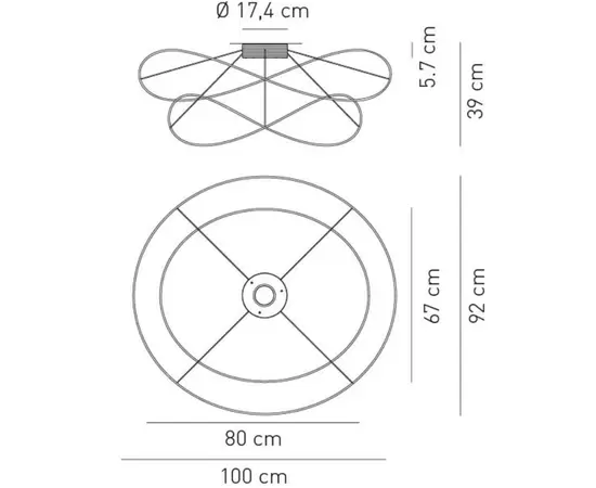 Axolight Hoops 2 Lampa Sufitowa Plafon Złoty PLHOOPS2OROR