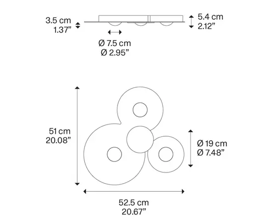 Lodes Bugia Triple Plafon Chrom 16133 4030