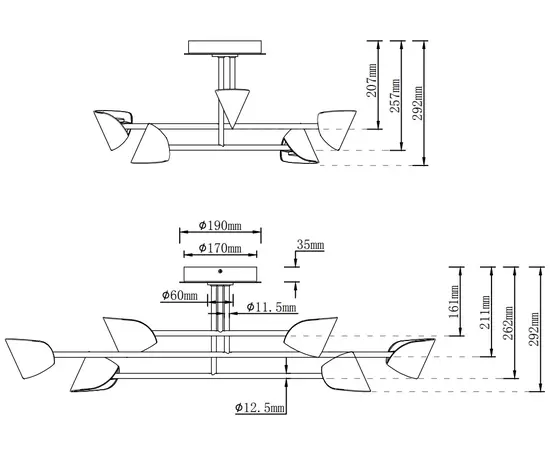 Mantra Cappuccina Lampa Sufitowa/Plafon Czarny 7580