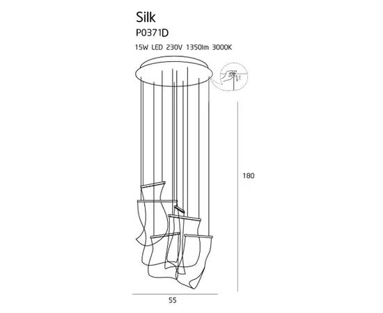 Maxlight Silk P0371D Lampa Wisząca Ściemnialna