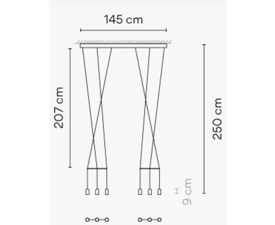 Vibia Wireflow Lineal Lampa Wisząca Czarna 0338