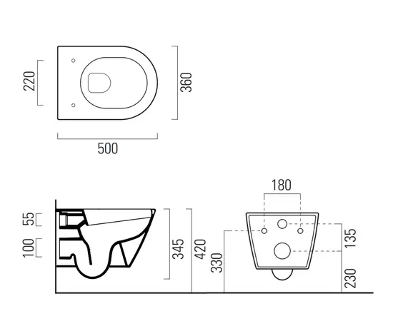 GSI Kube X 50x36cm Miska WC Podwieszana Swirlflush 941611