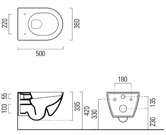 GSI Pura 50x36cm Miska WC Podwieszana Swirlflush 881611