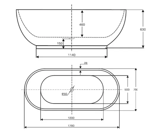 Ravon modern limited 179,5x79x76cm wanna wolnostojąca z metalizowanym pasem