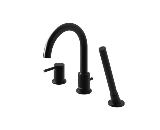 Kohlman Axel Black Bateria Wannowa 3-otworowa z obrotową wylewką Czarny mat QB241AB