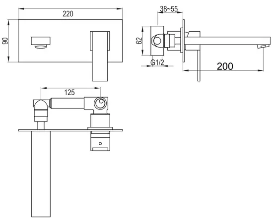 Kohlman excelent bateria umywalkowa podtynkowa chrom qw188h