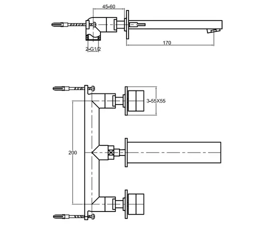 Kohlman excelent bateria umywalkowa podtynkowa 3-otworowa chrom qw190h