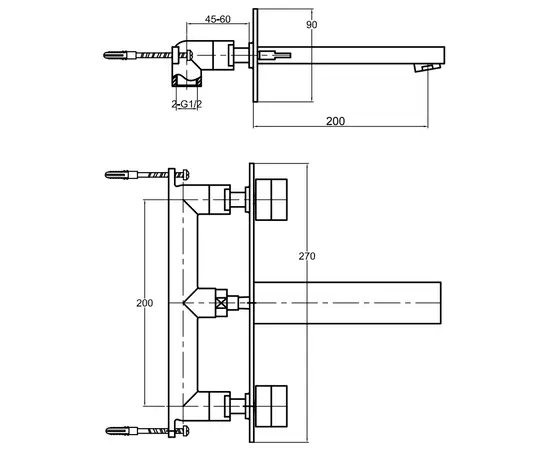 Kohlman excelent bateria umywalkowa podtynkowa 3-otworowa chrom qw198h