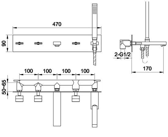 Kohlman excelent bateria wannowa podtynkowa chrom qw269h