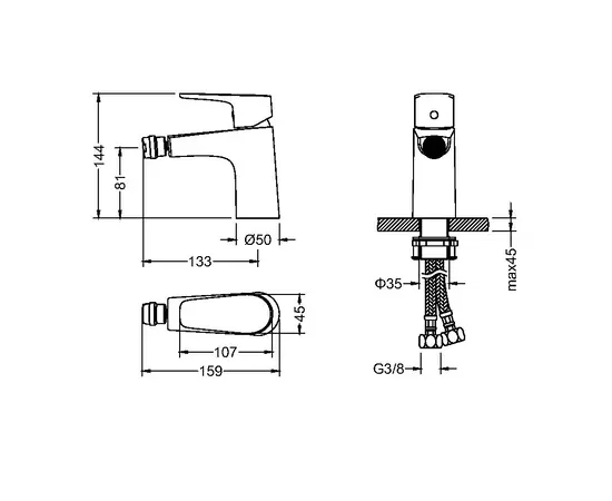 Mobi nature gunmetal brushed bateria bidetowa grafit szczotkowany ntb3016gmb