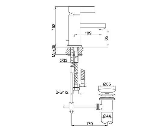 Kohlman dexame bateria umywalkowa niska chrom qb100d