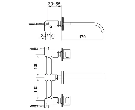 Kohlman nexen-s bateria umywalkowa podtynkowa 3-otworowa chrom sqw190u