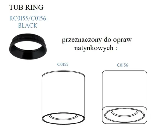 Maxlight tub rc0155/0156 black pierścień ozdobny czarny