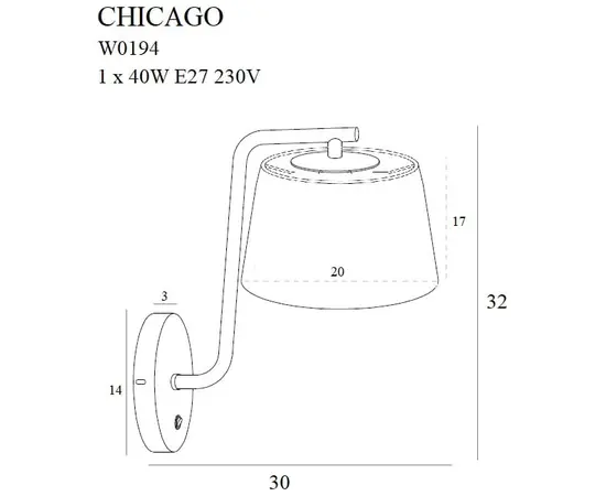Maxlight chicago w0194 kinkiet czarny abażur