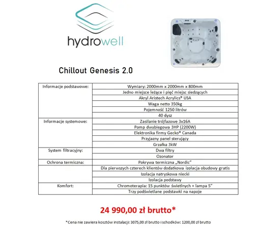 Hydrowell genesis 2.0 spa 5-osobowy basen z hydromasażem