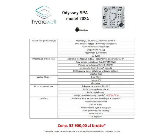 Hydrowell odyssey spa 2.0 5-osobowy basen z hydromasażem