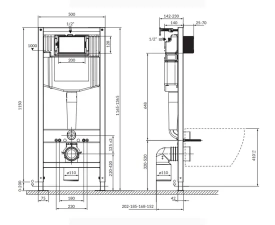 Mobi mobitech 2.0 50 stelaż podtynkowy wc + kostkarka