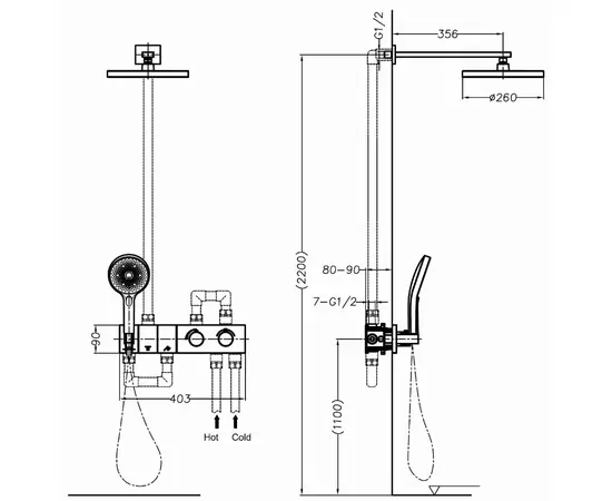 Mobi northern switch system copper brushed natryskowy zestaw podtynkowy termostatyczny mosiądz szczotkowany gzp4260cb