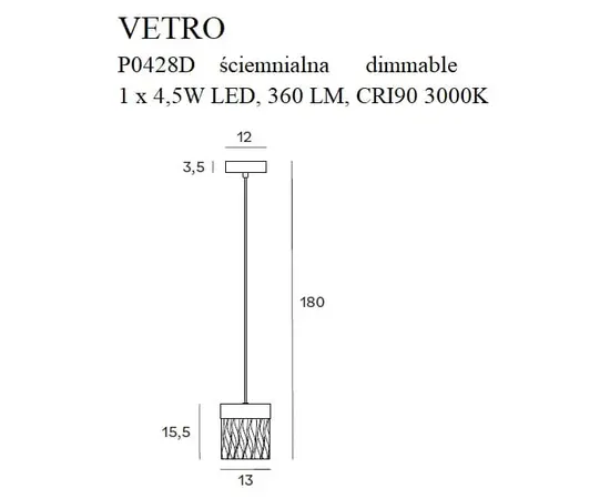 Maxlight vetro p0428d lampa wisząca