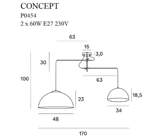 Maxlight concept p0454 lampa wisząca złota