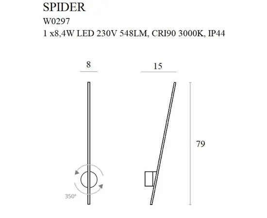 Maxlight spider w0297 kinkiet  złoty ip44