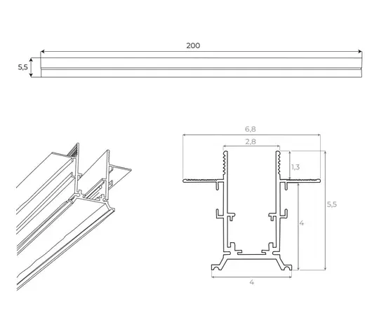 Maxlight magnetic mt0007 szyna magnetyczna podtynkowa 2m czarna