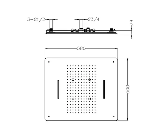 Mobi horizon sky copper brushed trójfunkcyjna deszczownica sufitowa