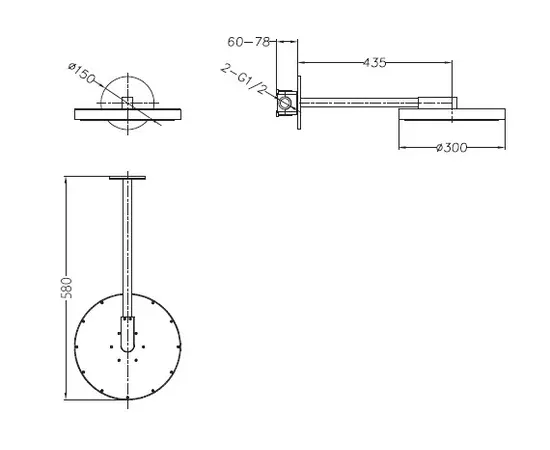 Mobi horizon prime gunmetal brushed dwufunkcyjna deszczownica