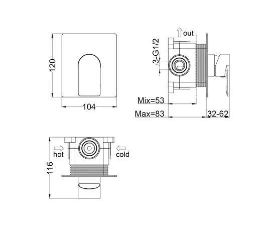 Mobi horizon nickel brushed bateria podtynkowa jednofunkcyjna