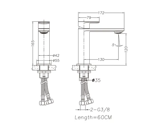 Mobi horizon gunmetal brushed bateria umywalkowa