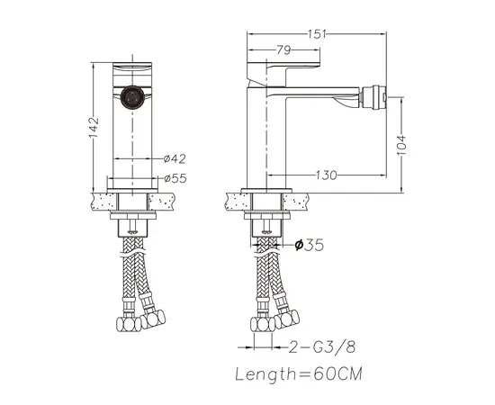 Mobi horizon gunmetal brushed bateria bidetowa