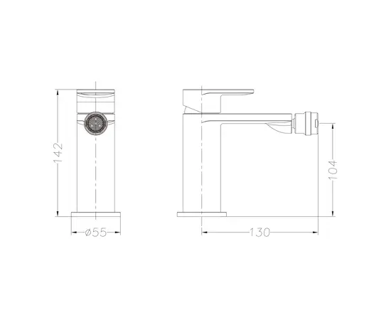 Mobi horizon nickel brushed bateria bidetowa