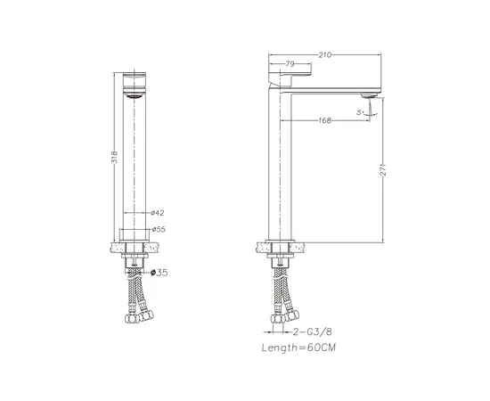 Mobi horizon copper brushed bateria umywalkowa wysoka