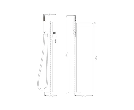 Mobi horizon nickel brushed bateria wannowa wolnostojąca
