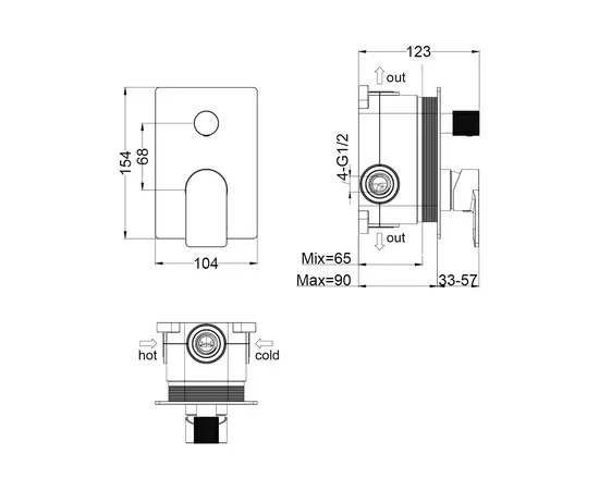 Mobi horizon copper brushed bateria podtynkowa dwu-funkcyjna