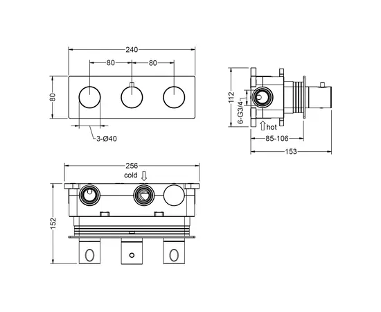Mobi horizon nickel brushed czterofunkcyjna termostatyczna bateria podtynkowa