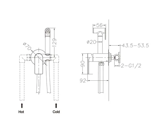 Mobi horizon gunmetal brushed bateria bidetowa podtynkowa