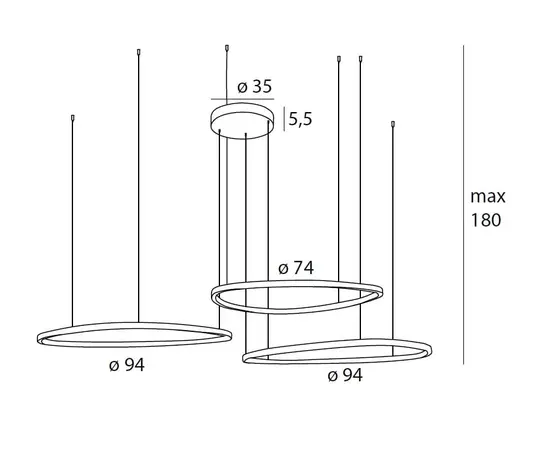 Maxlight p0663d lampa wisząca cayenne 3 brushed black